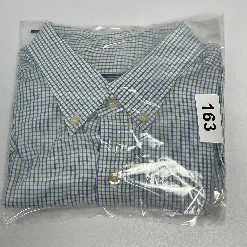 Vineyard Vines Men's XL White Green Purple Plaid Slim Fit Whale Checkered